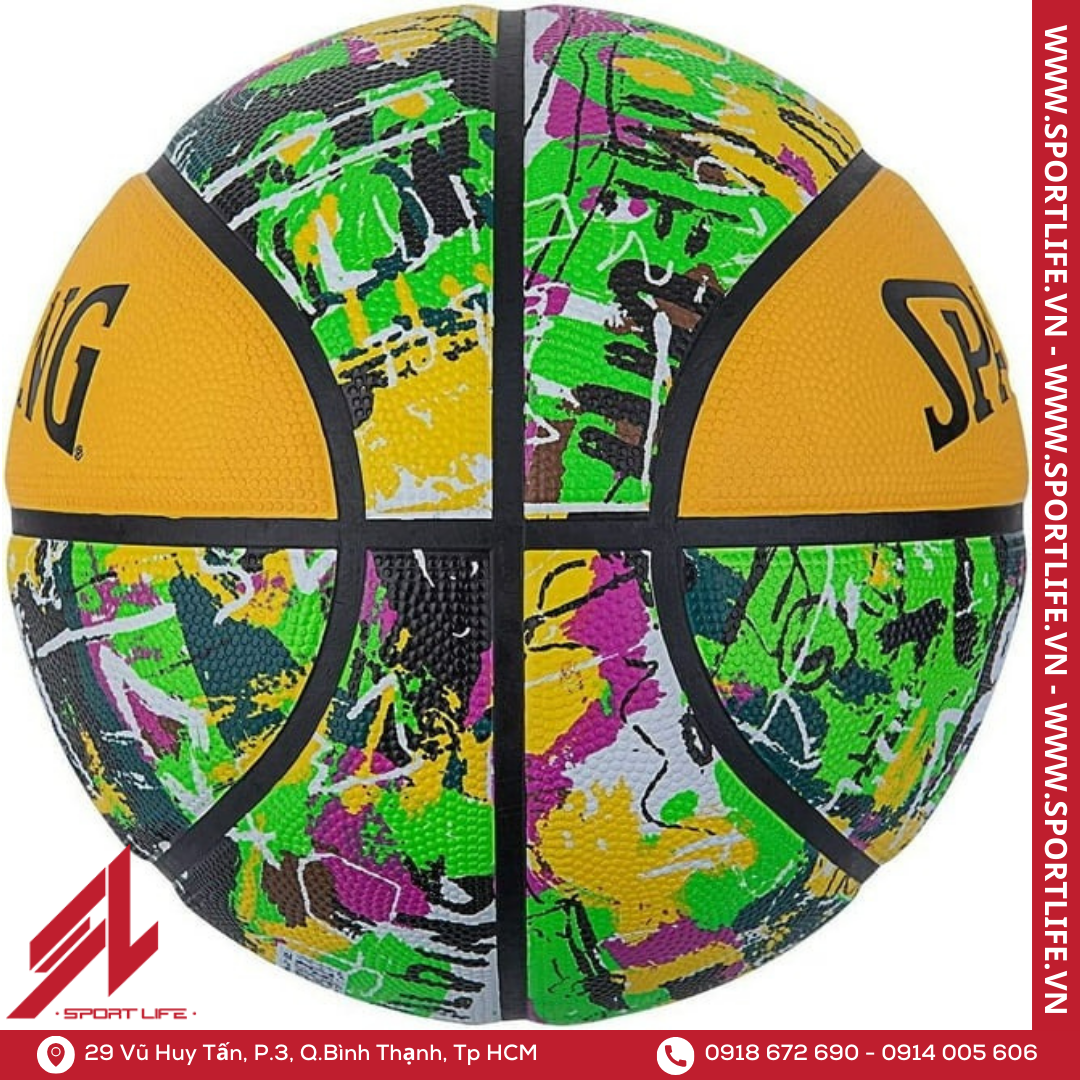 Banh Bóng Rổ Chính Hãng Spalding Green Yellow Graffiti - SportLife