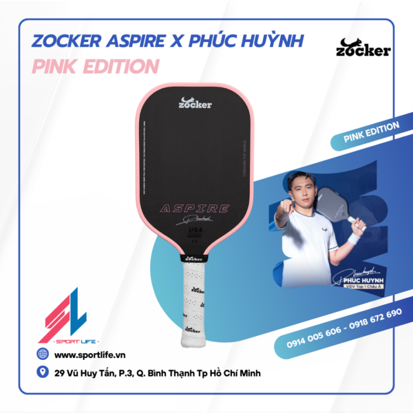 Vợt Pickleball Zocker Aspire Phúc Huỳnh Pink Edition