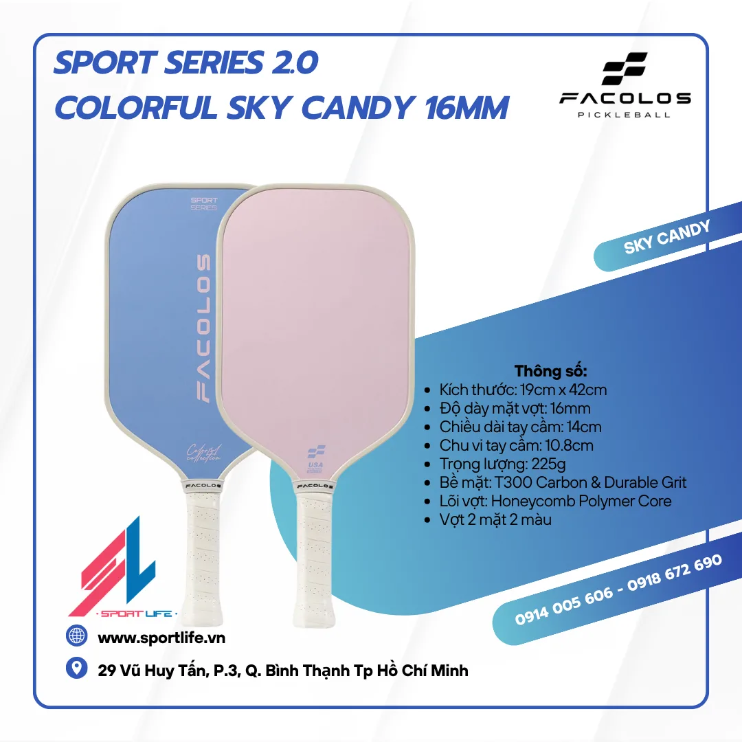 Vợt Pickleball Facolos Sport Series 2.0 – Colorful Sky Candy 16mm 4 Sport Series 2.0 Colorful Sky Candy 16mm 2