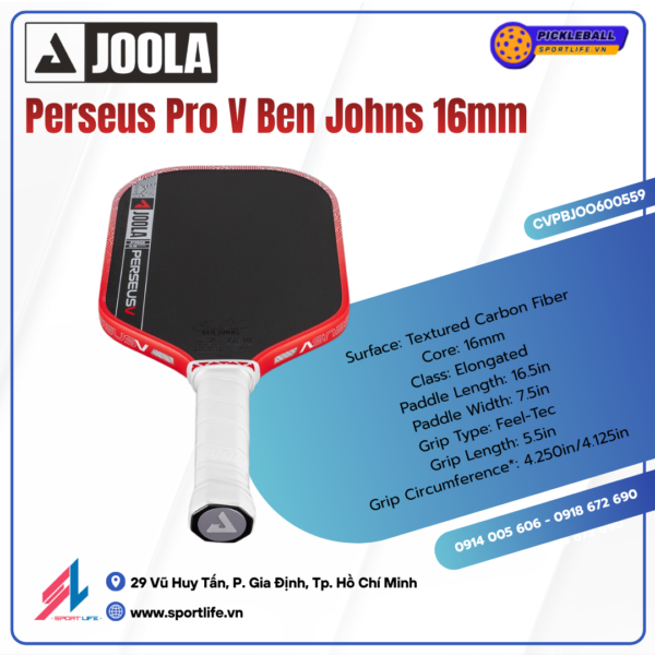JOOLA Perseus Pro V Ben Johns Blaze Red 16mm 4 JOOLA Perseus Pro V Ben Johns Blaze Red 16mm