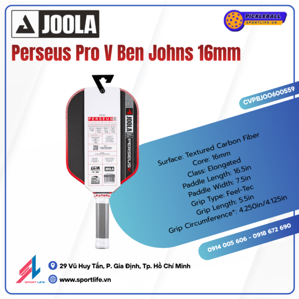 JOOLA Perseus Pro V Ben Johns Blaze Red 16mm 2 JOOLA Perseus Pro V Ben Johns Blaze Red 16mm