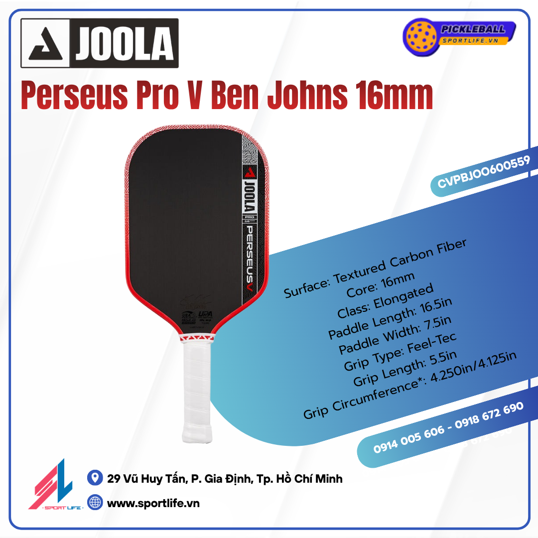 JOOLA Perseus Pro V Ben Johns Blaze Red 16mm 8 Perseus Pro V 16mm