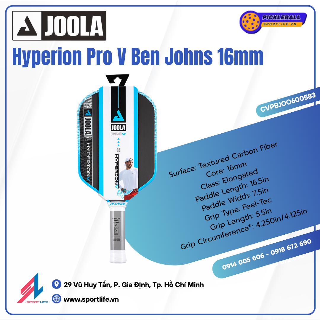 JOOLA Hyperion Pro V Ben Johns Bolt Blue 16mm